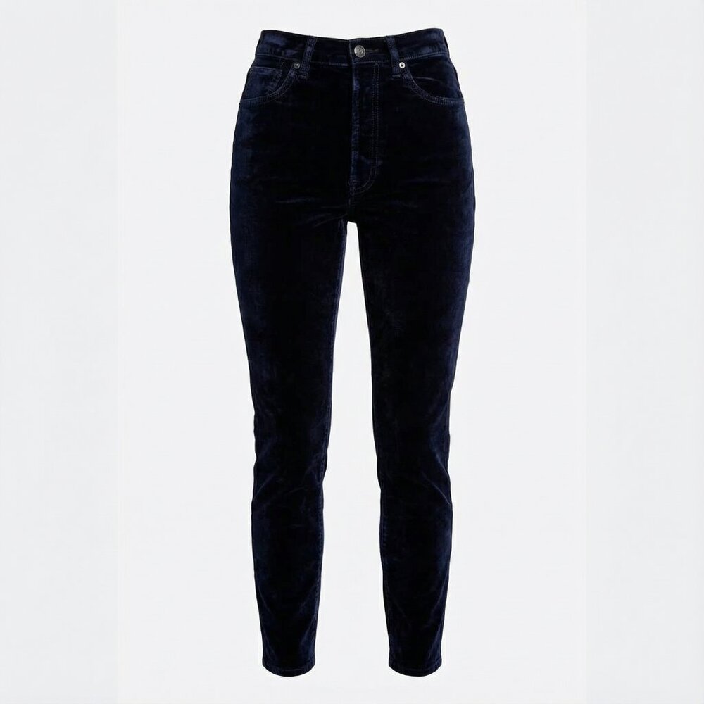 Free People Velveteen High Waist Skinny Pants
